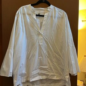 Ann Taylor Loft white dress shirt with balloon sleeves size xl